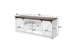 Buffet Avec 2 Portes Coulissantes + Compartiments - étagères Réglables - Blanc -Meubles Soldes Magasin buffet 21026419