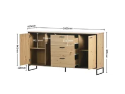 Buffet Bas Avec 3 Tiroirs Et 2 Portes - Avec LED - Naturel 7 Buffet Bas Avec 3 Tiroirs Et 2 Portes - Avec LED - Naturel -Meubles Soldes Magasin buffet 21026445