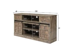 Buffet Avec 2 Portes Coulissantes + Compartiments - étagères Réglables - Naturel -Meubles Soldes Magasin buffet 21026569