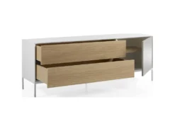 Buffet Bois Chêne Et Laqué Portes Avec Push Pieds époxy Acier Inoxydable -Meubles Soldes Magasin buffet 21098101