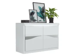 Buffet 2 Portes Blanc Laqué/ Leds - ESPRIT -Meubles Soldes Magasin buffet 21154331