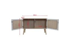 Meuble De Salon Buffet En Bois 2 Portes Blanc Marron Style Scandinave -Meubles Soldes Magasin buffet 21224787