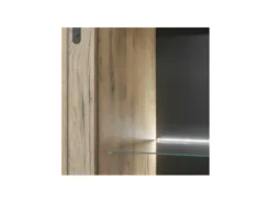 Argentier 2 Portes à LED Chêne Miel/Noir - ADRIEN -Meubles Soldes Magasin buffet 21738503