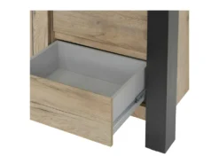 Argentier 2 Portes à LED Chêne Miel/Noir - ADRIEN -Meubles Soldes Magasin buffet 21738505