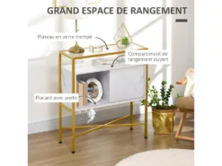 Console Style Art Déco TYSSANDRE Dorée Et Blanche -Meubles Soldes Magasin buffet 21987381