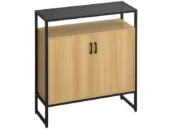 Buffet 2 Portes 2 étagères Plateau En Verre Trempé De MyCocooning