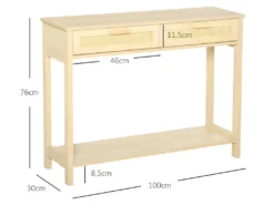 Console 2 Tiroirs Cannage Rotin MILDURA Aspect Bois Cair -Meubles Soldes Magasin buffet 21987407