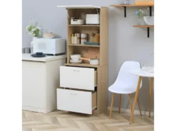 Buffet De Cuisine NEWCASTLE Bois Et Blanc -Meubles Soldes Magasin buffet 21987429