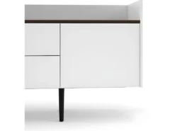 Una Buffet 3 Portes Et 2 Tiroirs, Blanc Et Noyer. -Meubles Soldes Magasin buffet 22086245