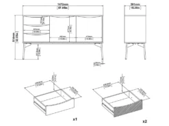 Fur Buffet Avec 2 Portes Et 3 Tiroirs, Blanc Mat / Gris. -Meubles Soldes Magasin buffet 22086297