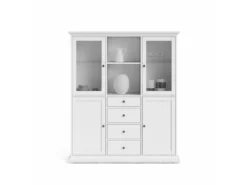 Venedig Armoire Vitrine, Largeur 143 Cm, Hauteur 169 Cm, Blanc.