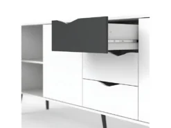Napoli Armoire Avec 3 Portes Et 3 Tiroirs En Blanc Et Noir Mat. -Meubles Soldes Magasin buffet 22086905