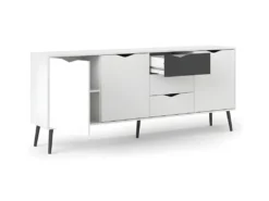 Napoli Armoire Avec 3 Portes Et 3 Tiroirs En Blanc Et Noir Mat. -Meubles Soldes Magasin buffet 22086909