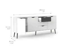 Napoli Armoire Avec 3 Portes Et 3 Tiroirs En Blanc Et Noir Mat. -Meubles Soldes Magasin buffet 22086911