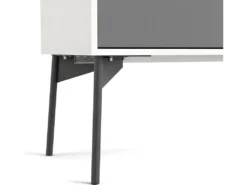 Fur Vitrine Avec 1 Porte, 1 Porte Vitrée Et 2 Tiroirs, Blanc Mat / Gris. -Meubles Soldes Magasin buffet 22087051