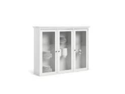 Venedig Vitrine Murale, 3 Portes Vitrées, Blanc. -Meubles Soldes Magasin buffet 22087091