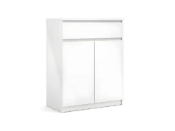 Nada Buffet 2 Portes Et 1 Tiroir, Blanc Brillant.