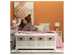 Dos De Canapé 8 Tiroirs Blanc/Bois - AROHA