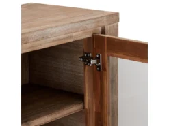 Alana Vitrine Avec 3 Portes Et 2 Tiroirs, En Bois D'acacia Teinté Brun, Livrée Prête à L'emploi. -Meubles Soldes Magasin buffet 22149581