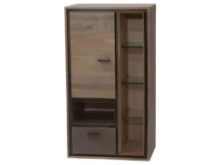 Marla Vitrine Murale, En Bois D'acacia Marron/gris. Livrée Montée.