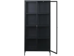 Carmel Vitrine Avec 2 Portes En Verre, Acier, Noir. -Meubles Soldes Magasin buffet 22150101