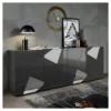 Buffet 4 Portes Laqué Gris Brillant - METRIA