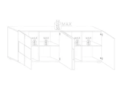 Buffet 4 Portes Laqué Gris Brillant - METRIA -Meubles Soldes Magasin buffet 22208693