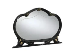 Bahut 4 Portes Battantes + Miroir Noir/Or - ADELE -Meubles Soldes Magasin buffet 22365713