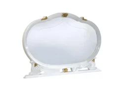 Bahut 4 Portes Battantes + Miroir Blanc/Or - ADELE -Meubles Soldes Magasin buffet 22365725