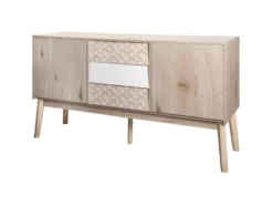 SOFIA Buffet 2 Portes 3 Tiroirs - Bois Avec Motif - L 150 X P 40 X H 80 Cm