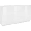 Placard Dmorac, Buffet De Cuisine Avec 2 Portes Et 3 Tiroirs, Buffet De Salon, 100% Made In Italy, Cm 160x41h86, Blanc Brillant