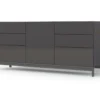 Placard Dchaji, Buffet De Cuisine Avec 1 Porte Et 6 Tiroirs, Buffet De Salon, Buffet De Cuisine, 100% Made In Italy, Cm 170x40h47, Anthracite Brillant