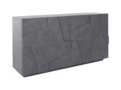 Placard Dlanzar, Buffet De Cuisine à 4 Portes, Buffet De Salon, 100% Made In Italy, Cm 162x44h86, Slate