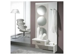 Meuble D'entrée Chêne Clair/Blanc + Miroir - GOMELLE