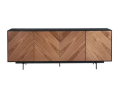 Buffet ISMAEL - 4 Portes - MDF Placage Noyer Et Métal Noir -Meubles Soldes Magasin buffet 315159