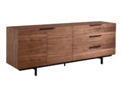 Buffet TAYRON 200cm - 2 Portes & 3 Tiroirs - MDF & Pieds Métal - Coloris Noyer -Meubles Soldes Magasin buffet 329497