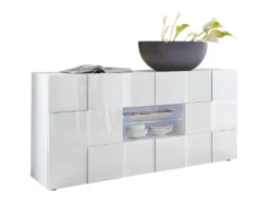 Buffet CALISTO - LEDs - 2 Portes & 2 Tiroirs - Blanc Laqué 7 Buffet CALISTO - LEDs - 2 Portes & 2 Tiroirs - Blanc Laqué -Meubles Soldes Magasin buffet 381631