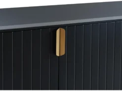 Buffet - 3 Portes - MDF Et Métal - Coloris : Noir Et Doré - LIKANA -Meubles Soldes Magasin buffet 4157629