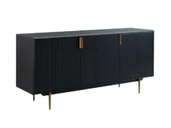 Buffet - 3 Portes - MDF Et Métal - Coloris : Noir Et Doré - LIKANA -Meubles Soldes Magasin buffet 4157631