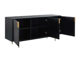 Buffet - 3 Portes - MDF Et Métal - Coloris : Noir Et Doré - LIKANA -Meubles Soldes Magasin buffet 4157633