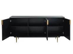 Buffet - 3 Portes - MDF Et Métal - Coloris : Noir Et Doré - LIKANA -Meubles Soldes Magasin buffet 4157637