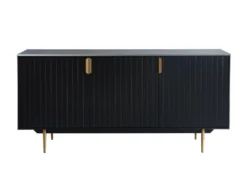 Buffet - 3 Portes - MDF Et Métal - Coloris : Noir Et Doré - LIKANA -Meubles Soldes Magasin buffet 4157639