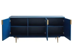Buffet - 3 Portes - MDF Et Métal - Coloris : Bleu Et Doré - LIKANA -Meubles Soldes Magasin buffet 4158209