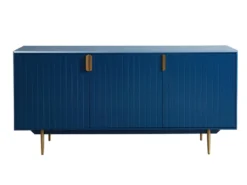 Buffet - 3 Portes - MDF Et Métal - Coloris : Bleu Et Doré - LIKANA -Meubles Soldes Magasin buffet 4158211