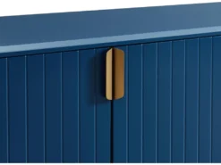 Buffet - 3 Portes - MDF Et Métal - Coloris : Bleu Et Doré - LIKANA -Meubles Soldes Magasin buffet 4158217