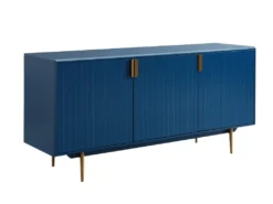 Buffet - 3 Portes - MDF Et Métal - Coloris : Bleu Et Doré - LIKANA -Meubles Soldes Magasin buffet 4158221