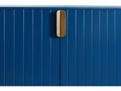 Buffet Haut - 2 Portes - MDF Et Métal - Coloris : Bleu Et Doré - LIKANA -Meubles Soldes Magasin buffet 4158231