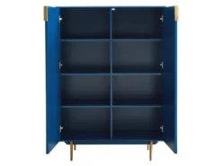 Buffet Haut - 2 Portes - MDF Et Métal - Coloris : Bleu Et Doré - LIKANA -Meubles Soldes Magasin buffet 4158237