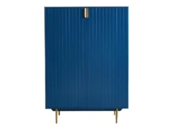 Buffet Haut - 2 Portes - MDF Et Métal - Coloris : Bleu Et Doré - LIKANA -Meubles Soldes Magasin buffet 4158239