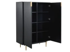 Buffet Haut - 2 Portes - MDF Et Métal - Coloris : Noir Et Doré - LIKANA -Meubles Soldes Magasin buffet 4158525